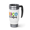 Stainless Steel Travel Mug with Handle, 14oz - Personalized 14